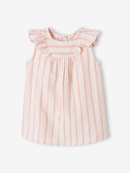 Baby Kleid aus gestreiftem Seersucker rosa 6