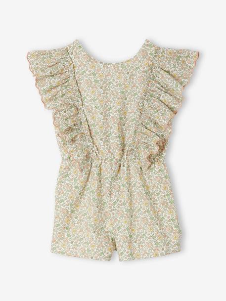 Festlicher kurzer Mädchen Jumpsuit mit Volants - vanille - 1