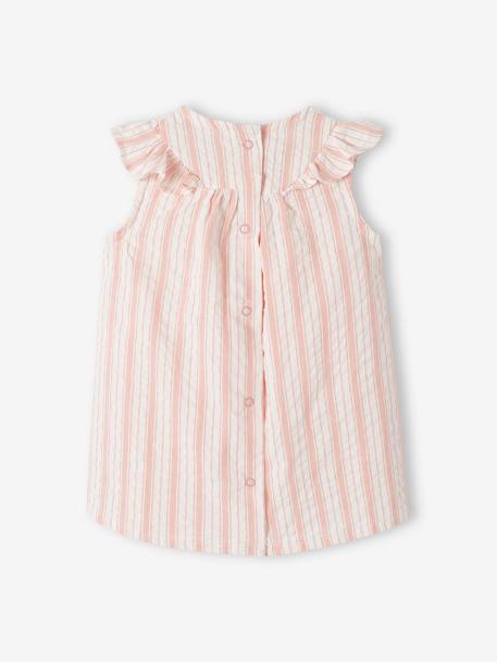 Baby Kleid aus gestreiftem Seersucker rosa 3