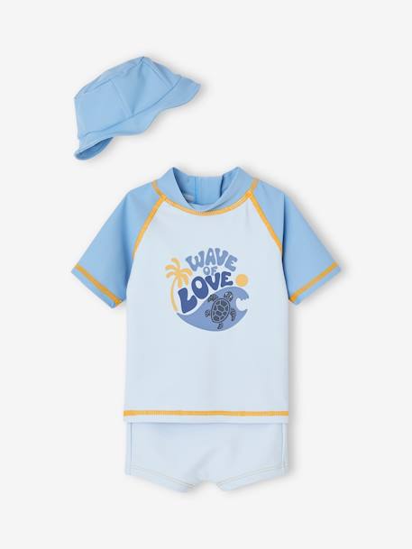 Jungen Baby-Set mit UV-Schutz: Shirt, Badehose & Sonnenhut Oeko-Tex aquamarine 1