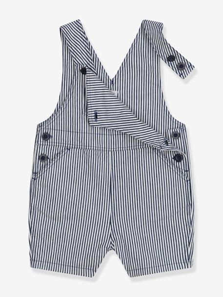 Kurze Baby Latzhose PETIT BATEAU dunkelblau/weiß gestreift 2