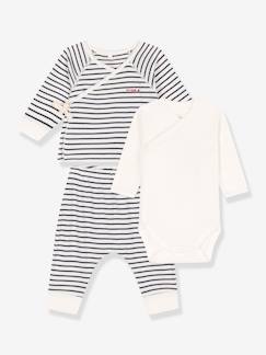 Babymode-Baby-Set: Cardigan, Hose & Body PETIT BATEAU, Bio-Baumwolle Oeko-Tex