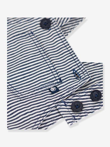 Kurze Baby Latzhose PETIT BATEAU dunkelblau/weiß gestreift 4