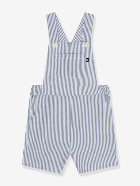 Kurze Baby Latzhose PETIT BATEAU hellblau/weiß gestreift 1