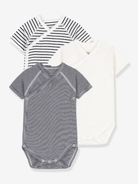 3er-Pack Baby Wickelbodys PETIT BATEAU - marine - 1