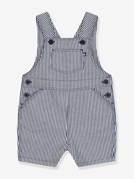 Kurze Baby Latzhose PETIT BATEAU dunkelblau/weiß gestreift 1