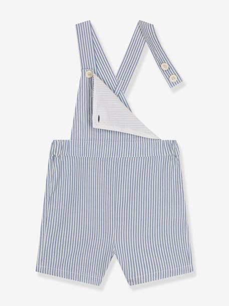 Kurze Baby Latzhose PETIT BATEAU hellblau/weiß gestreift 2