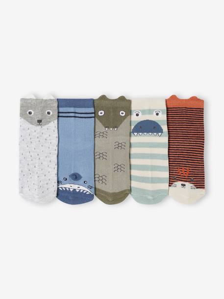 5er-Pack Jungen Socken mit Tieren moosgrün 2