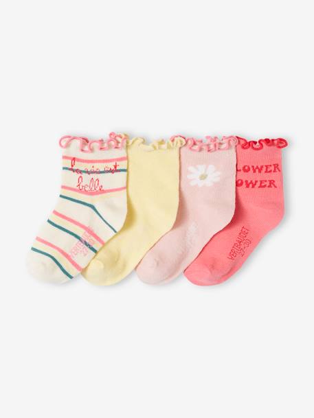 4er-Pack Mädchen Socken mit Rüschen Oeko-Tex - wollweiß - 1