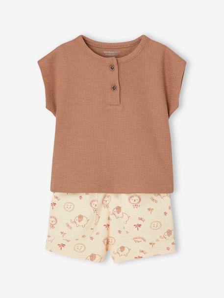 Baby-Set: Henley-Shirt & Shorts, personalisierbar Oeko-Tex mokka 1