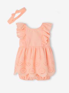 -Festliches Mädchen Baby-Set: Kleid, Spielhose & Haarband