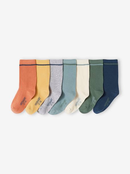 7er-Pack Jungen Socken, zweifarbig BASIC Oeko-Tex - grau+grün+schokolade - 3