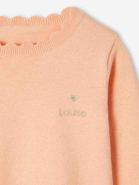 Personalisierbarer Mädchen Pullover BASIC Oeko-Tex - aprikose+bonbon rosa+graugrün+marine+pastellgelb+rosenholz+senfgelb - 4