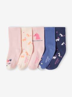 Maedchenkleidung-5er-Pack Mädchen Socken mit Einhorn und Herzen Oeko-Tex