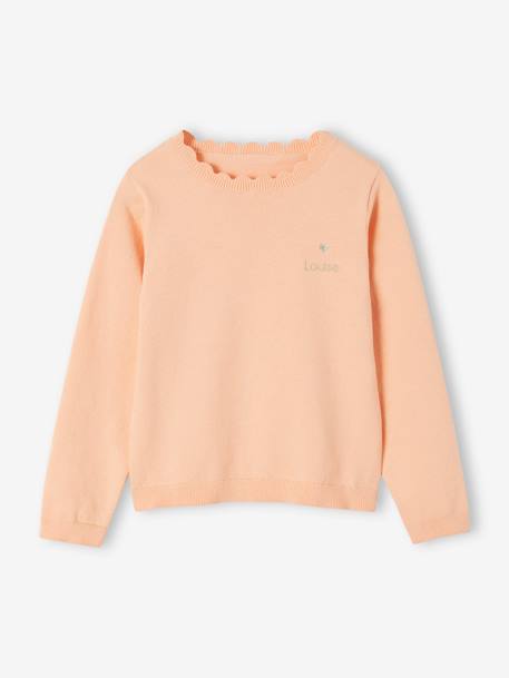 Personalisierbarer Mädchen Pullover BASIC Oeko-Tex - aprikose+bonbon rosa+graugrün+marine+pastellgelb+rosenholz+senfgelb - 2