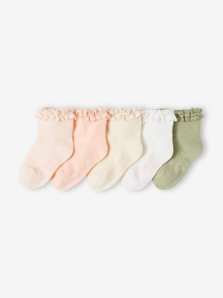 5er-Pack Mädchen Baby Socken Oeko-Tex pack grün+pfirsich 3