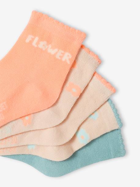 5er-Pack Mädchen Socken mit Blumen Oeko-Tex - pfirsich - 2