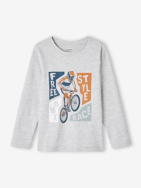 Jungen Shirt mit Print, Recycling-Baumwolle grau meliert+himmelblau 1