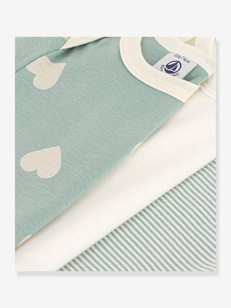 3er-Pack Baby Kurzarm-Bodys PETIT BATEAU - mandelgrün - 3