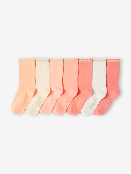 7er-Pack Mädchen Socken, Glitzerstreifen BASIC Oeko-Tex altrosa+aprikose+blau+rosa 3