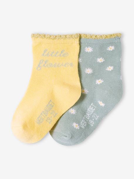 2er-Pack Mädchen Baby Socken Oeko-Tex - hellgelb - 1