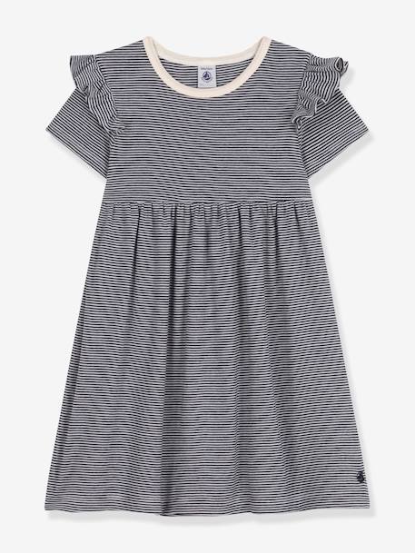 Geripptes Mädchen Sommerkleid PETIT BATEAU - blau - 1