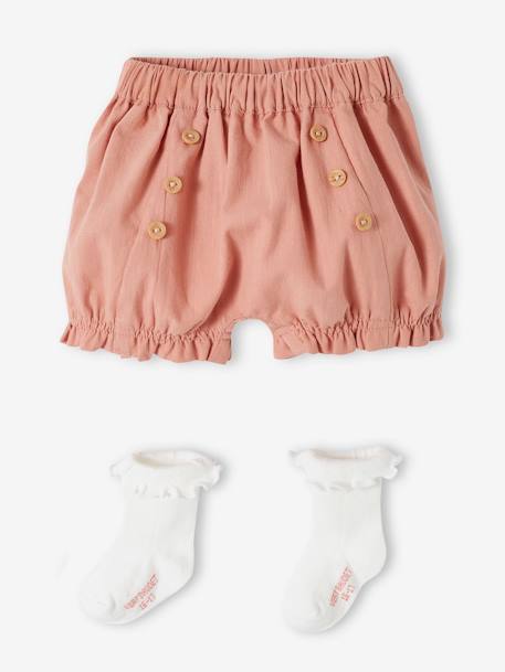 Mädchen Baby-Set: Shorts & Socken rosa 2