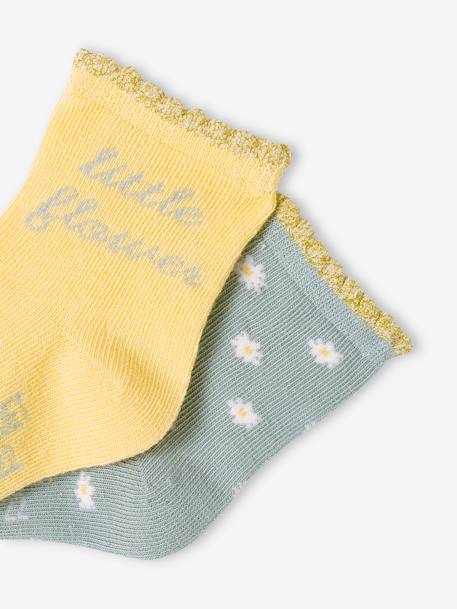 2er-Pack Mädchen Baby Socken Oeko-Tex - hellgelb - 2