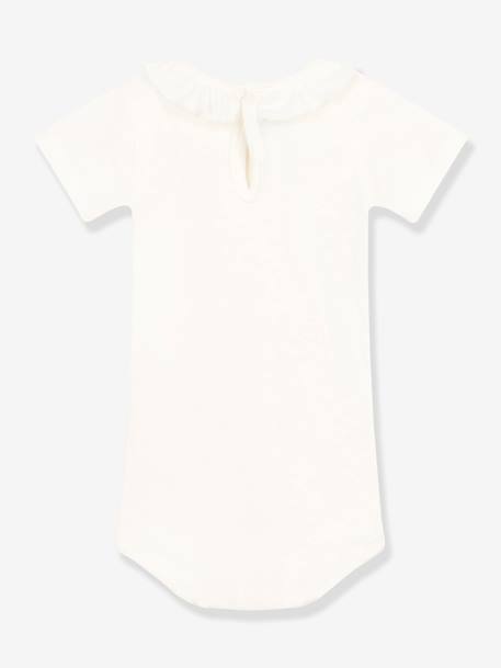 Baby Kurzarm-Body mit Kragen PETIT BATEAU, Bio-Baumwolle weiß 2