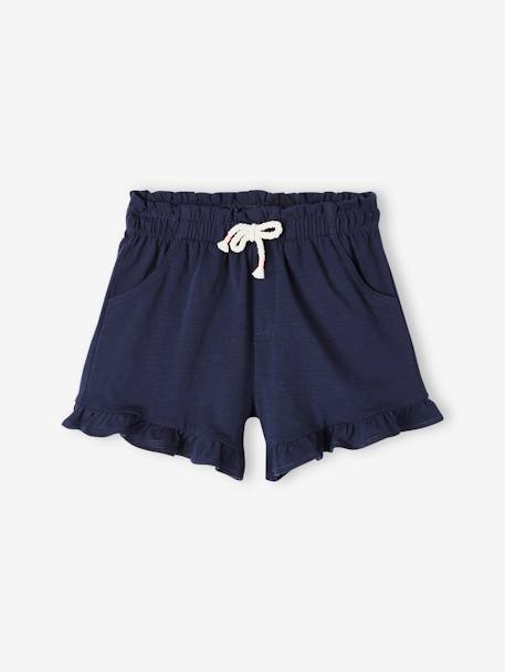 Mädchen Shorts mit Volants - blau+marine+wollweiß - 4