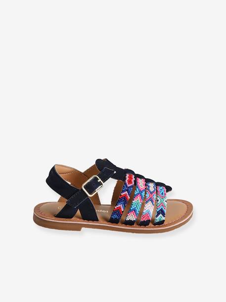 Mädchen Sandalen mit Perlen - set blau - 2