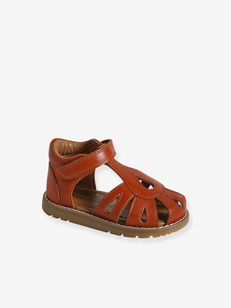 Baby Sandalen mit Klettverschluss - gold+mahagoni+marine - 6