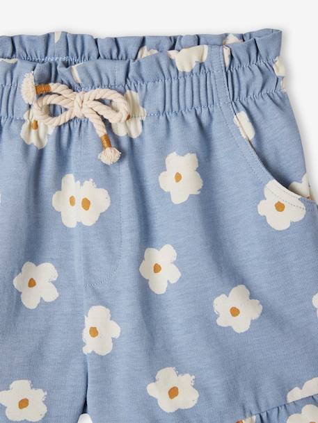 Mädchen Shorts mit Volants - blau+marine+wollweiß - 3