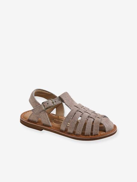 Kinder Sandalen mit Anziehtrick - gold - 1