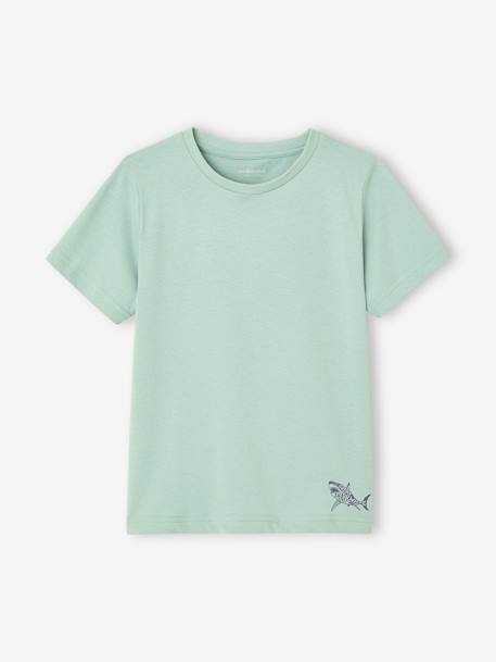 3er-Pack Jungen T-Shirts BASIC Oeko-Tex aqua+azurblau+cappuccino+grün+weiß meliert 11