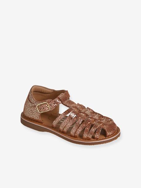 Kinder Riemchen-Sandalen mit Anziehtrick ocker 1