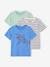 3er-Pack Jungen T-Shirts BASIC Oeko-Tex aqua+azurblau+cappuccino+grün+weiß meliert 8