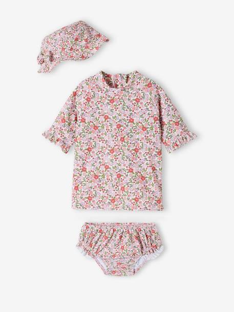 Mädchen Baby-Set mit UV-Schutz: Shirt, Badehose & Sonnenhut Oeko-Tex rosa 2