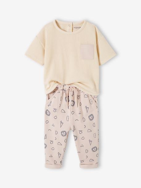 Baby-Set: T-Shirt & Joggpants Oeko-Tex - wollweiß - 3