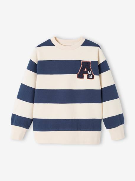 Jungen Sweatshirt mit Frottee-Patch Oeko-Tex - aprikose+nachtblau - 6