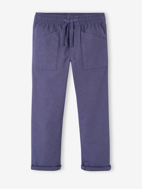 Weite Jungen Hose mit Schlupfbund - schieferblau - 1