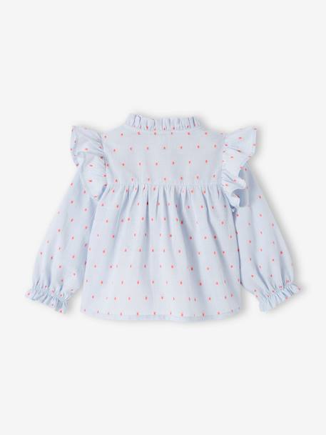 Baby Bluse mit Volants - himmelblau gesprenkelt - 2