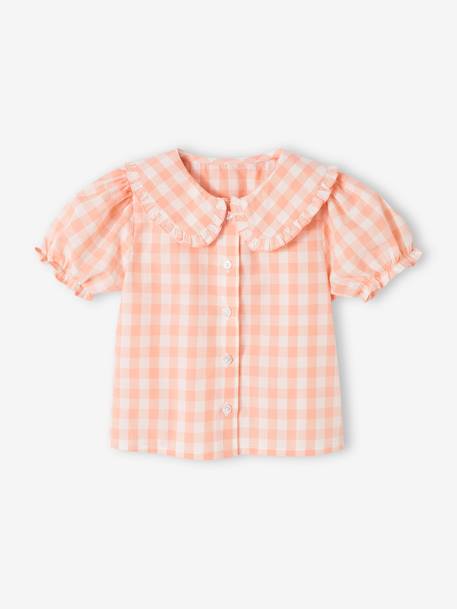 Kurzärmelige Mädchen Baby Bluse - rosa kariert - 2