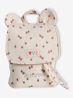 Babymode-Accessoires-Kinder Kita-Rucksack APFEL aus Musselin mit Ohren