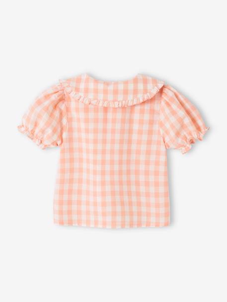 Kurzärmelige Mädchen Baby Bluse - rosa kariert - 3