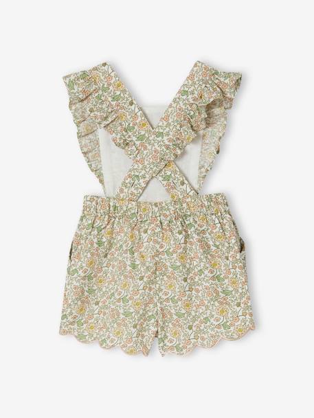 Kurzer Mädchen Baby Overall mit Blumenmuster - vanille - 2