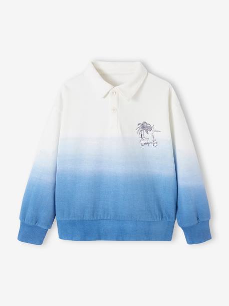 Jungen Sweatshirt mit Polokragen azurblau 2