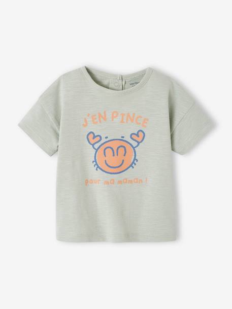 Bio-Kollektion: Baby T-Shirt mit Meeres-Motiven aqua/krabe+hellbeige/schildkröte 1