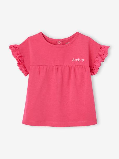 Baby T-Shirt aus Bio-Baumwolle, personalisierbar - fuchsia+wollweiß - 5