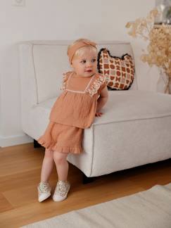 Babymode-Baby-Set: Bluse, Shorts & Haarband, Musselin